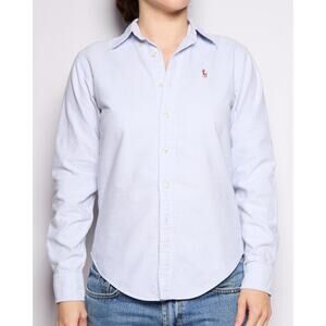 90’s Ralph Lauren Blue White Striped Oxford Button Down